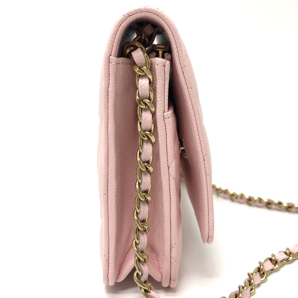 CHANEL Shoulder Bag AP0250 Caviar skin pink COCO Mark CC Chain wallet