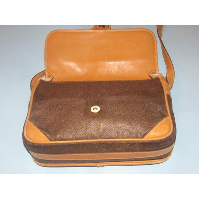 Gucci   Gucci Logo In Shades Of Brown Heavy Canvas And Camel Leather