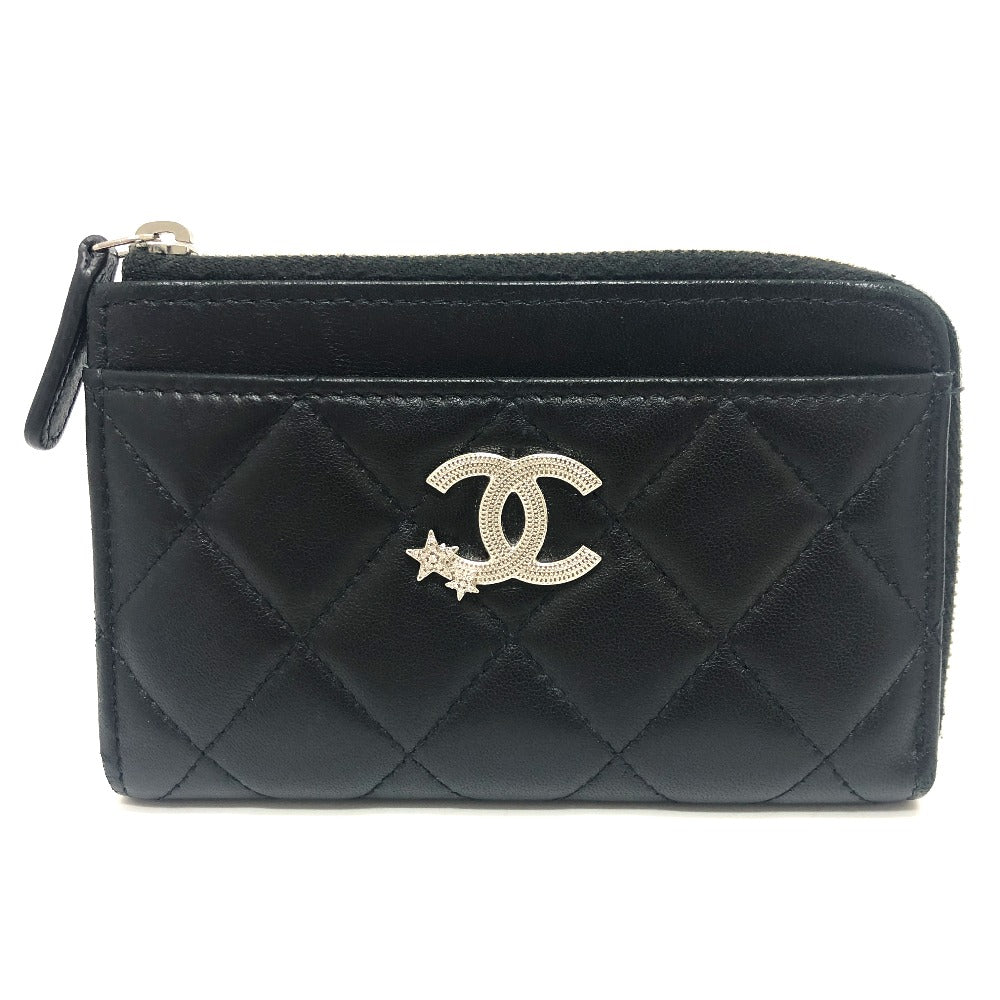 CHANEL Coin case AP3732 lambskin black Matrasse COCO Mark Star Women  d