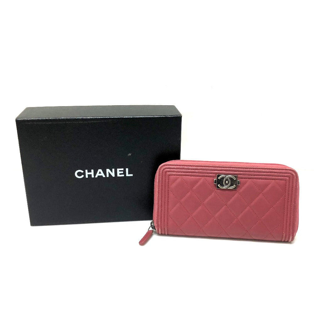 CHANEL Long Wallet Purse A68733 lambskin Rose Boy chanel Women