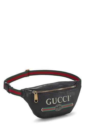 Gucci, Black Leather Logo Printed Belt Bag Small, Black