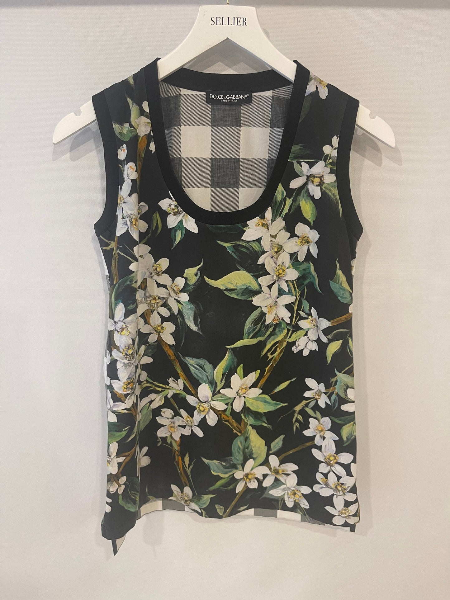 Dolce Gabbana Black and White Print Floral Top Size IT 36 (UK 4)