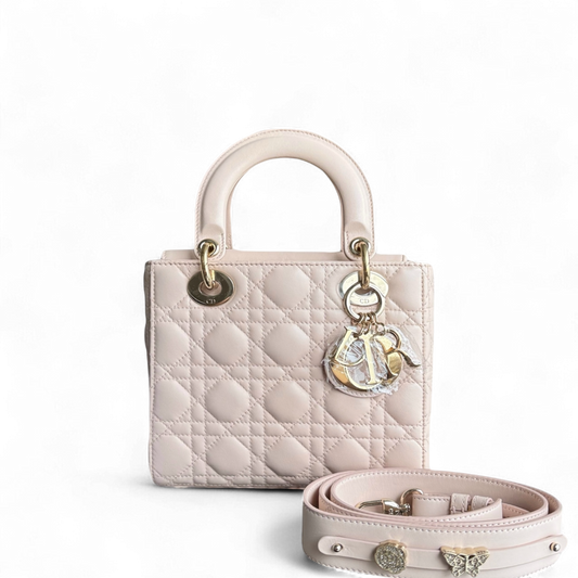 Dior Lady Small ABC Flap - Cannage Lambskin Powder Pink Gold Hardware MyABC