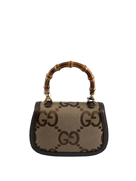 Gucci Bamboo 1947 Top Handle Bag Jumbo Gg Canvas Brown Canvas Handbag ( )