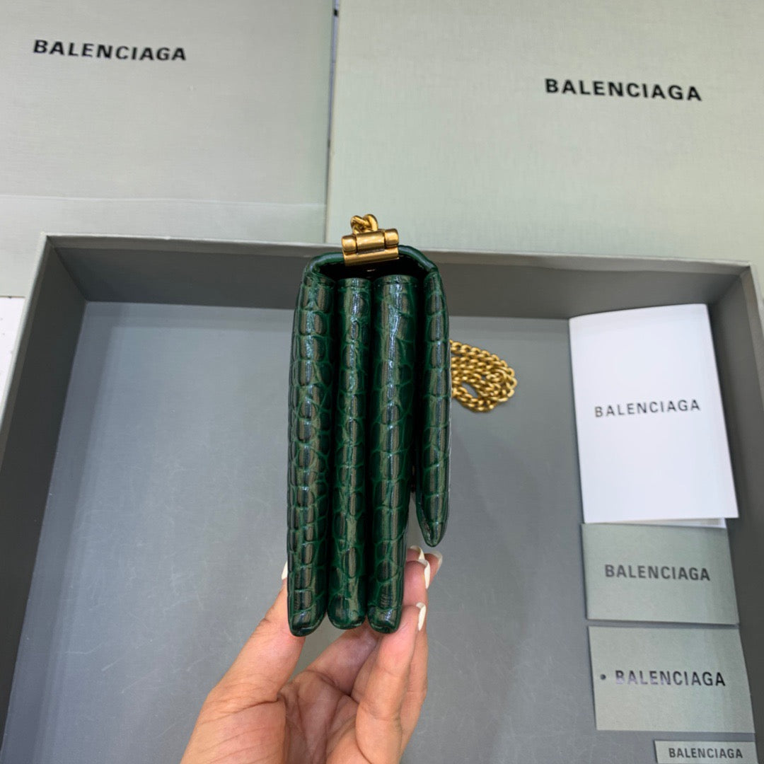 Top Quality Triplet Small Bag CrocoTop Qualityle Embossed Green, For Women,  Bags 8.3in/21cm