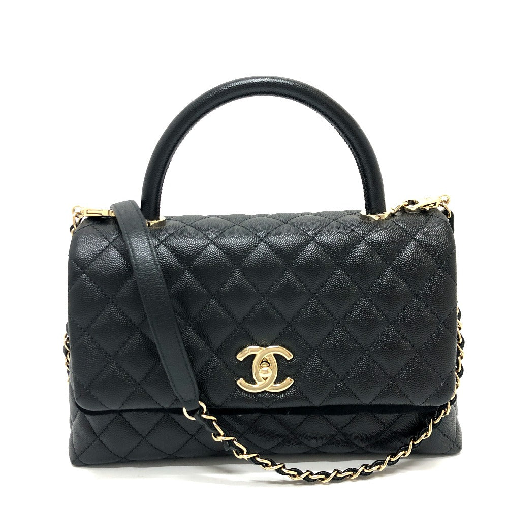 CHANEL Handbag A92991 Caviar skin black Matelasse Coco Handle 29