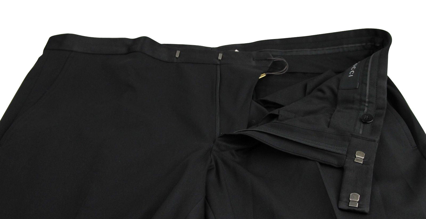 Gucci Men's Skinny Black Wool 60 Evening Dress Pant