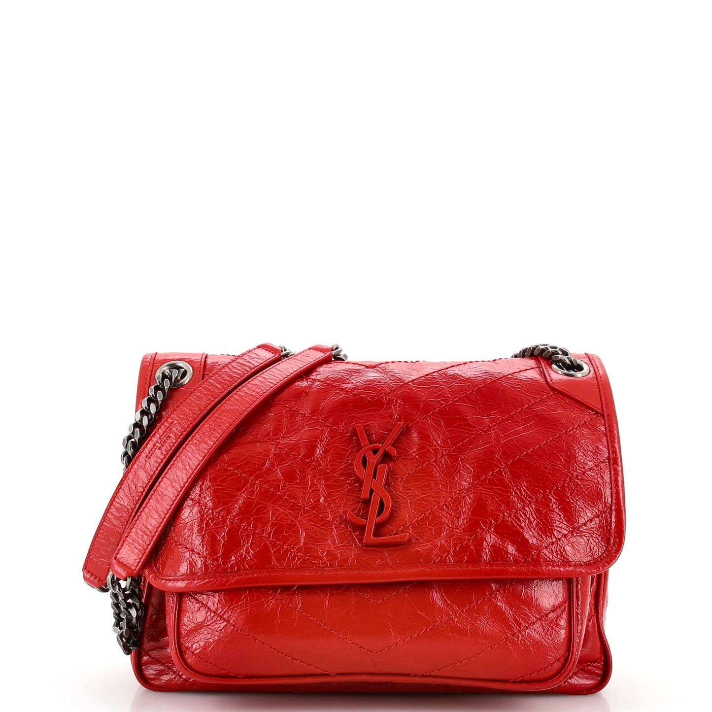 Luxury Saint Laurent Trending 2025 Niki Chain Flap Bag Matelasse Chevron Leather Medium