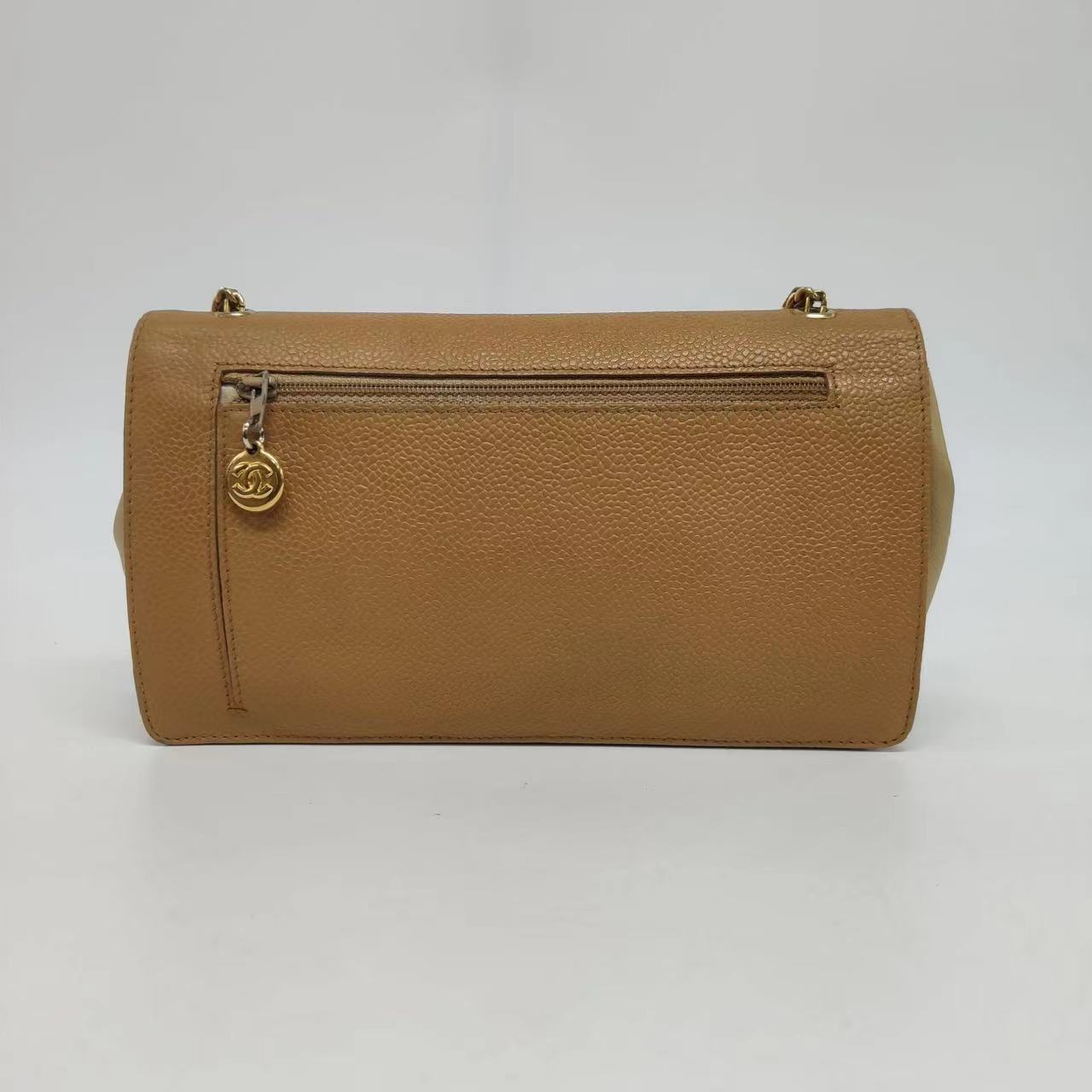 Chanel Wallet on Chain   Flap Bag Double CC Camel Caviar Leather