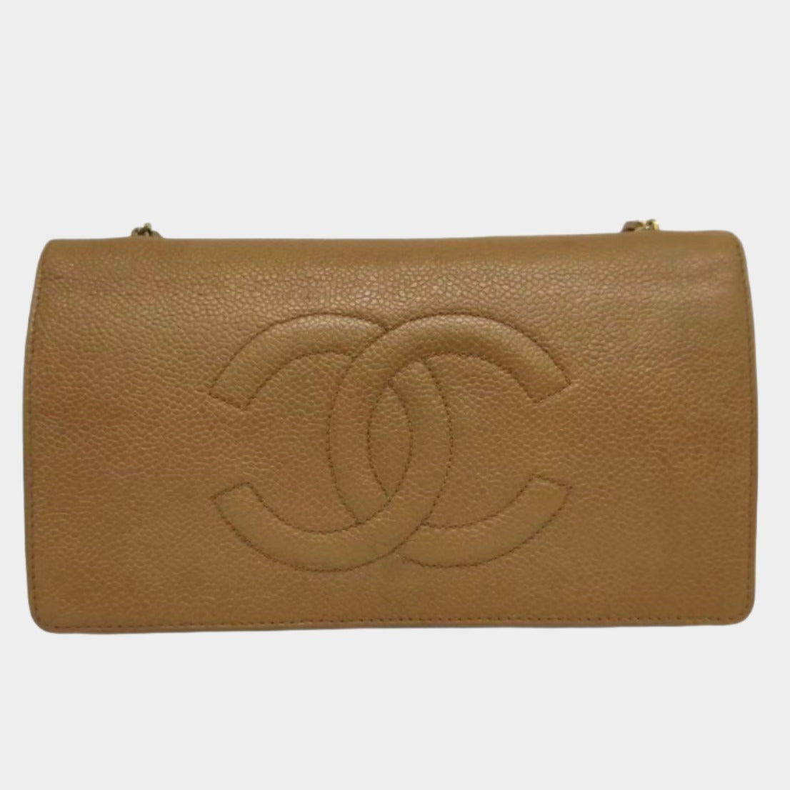 Chanel Wallet on Chain   Flap Bag Double CC Camel Caviar Leather