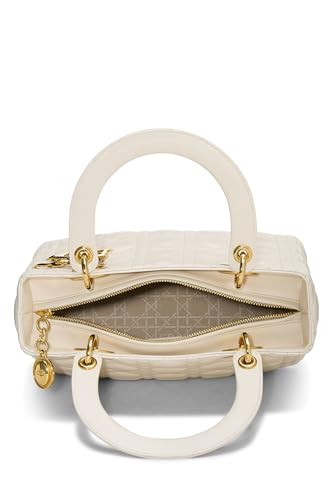 Dior,  Cream Cannage Quilted Lambskin Lady Dior Medium, White