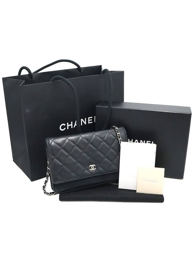 Chanel A33814 Black Lambskin Classic Silver Chain WOC Cross Bag 17th Chanel