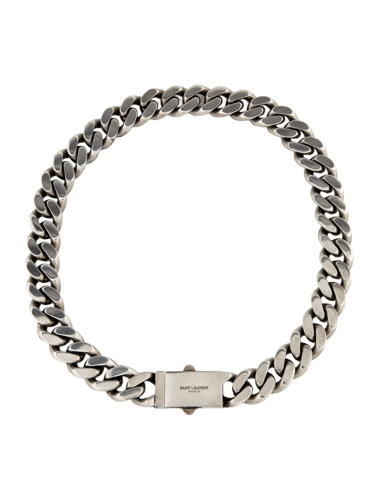 Saint Laurent Brass/Silver Metal Curb Chain Necklace