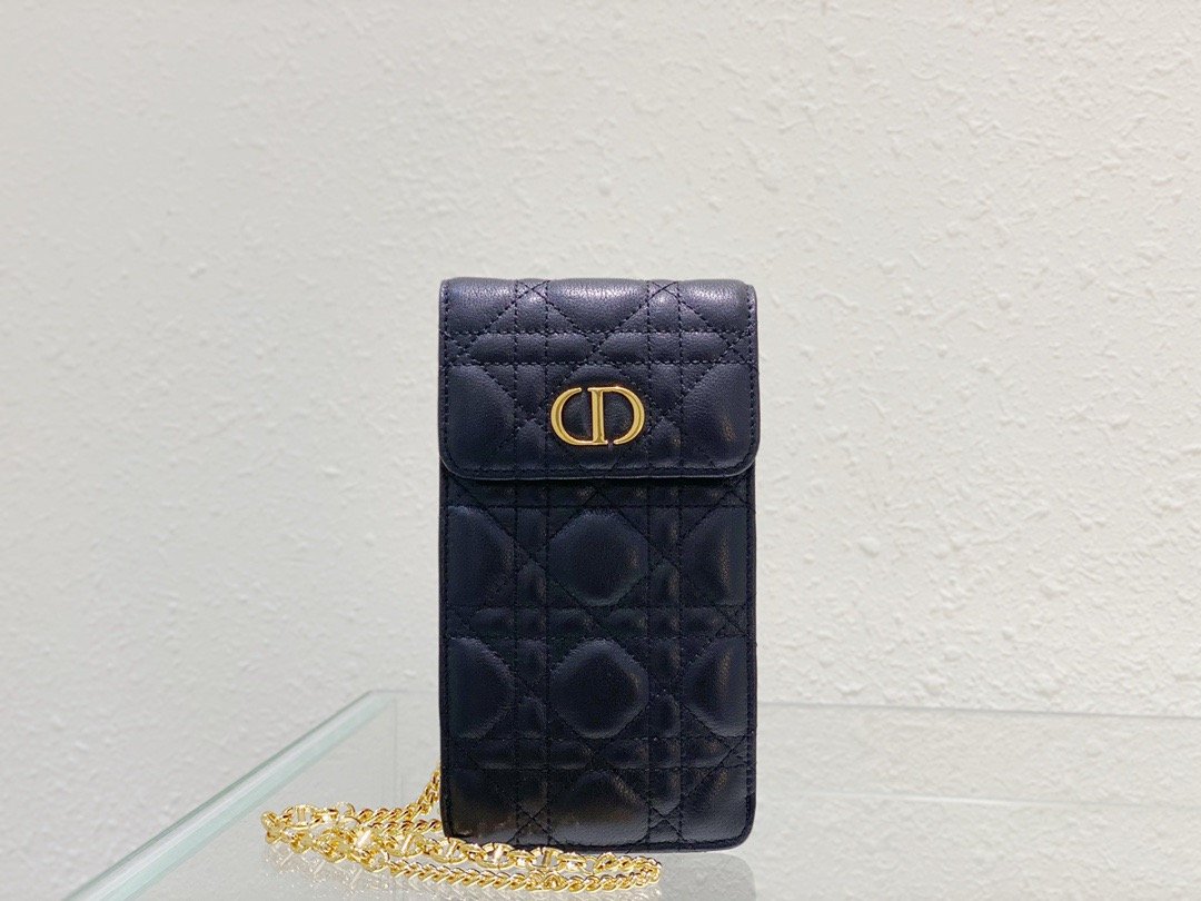 Top Quality Caro Phone Holder With Chain Black, For Women, Womens Handbags 7.5in/18.5cm CD S5105UWHC_M900