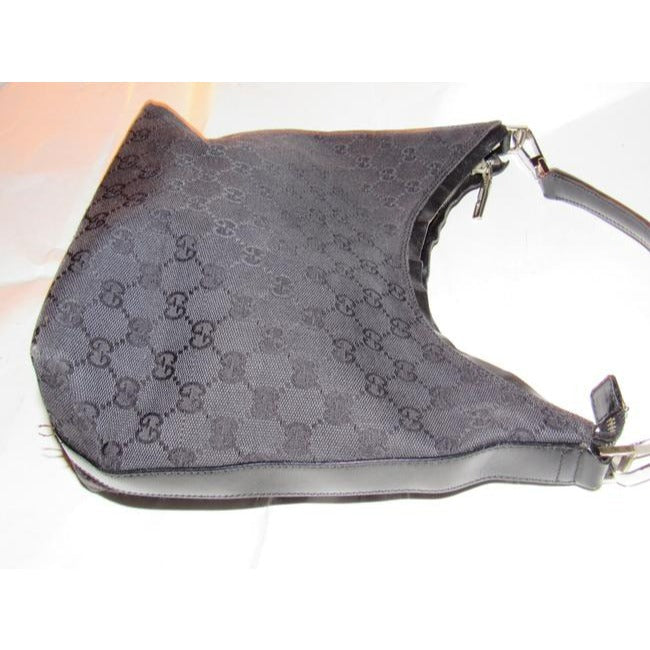 Gucci   Black Large G Logo Print Canvas And Leather Hobo Bag