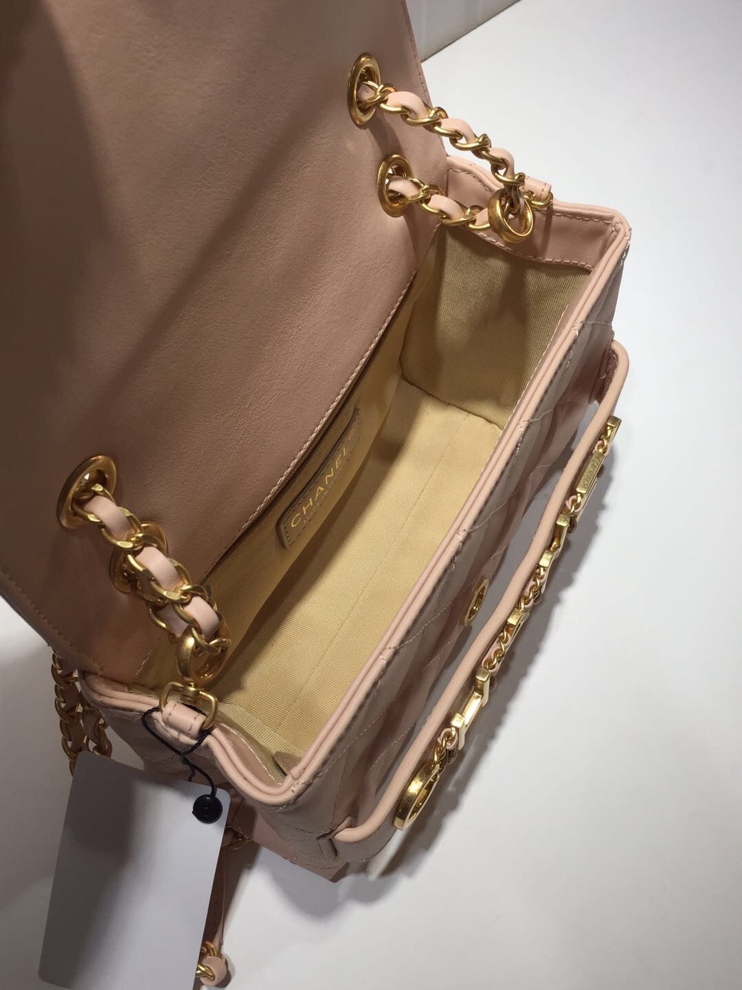 CHLFront Logo Small Flap Bag Gold Hardware Creme For Women, Women’s Handbags, Shoulder Bags 8in/21cm AS1490