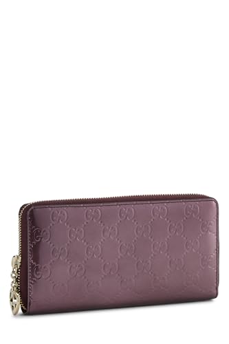 Gucci, Metallic Purple Patent Leather Lovely Heart Zip Around Wallet, Purple
