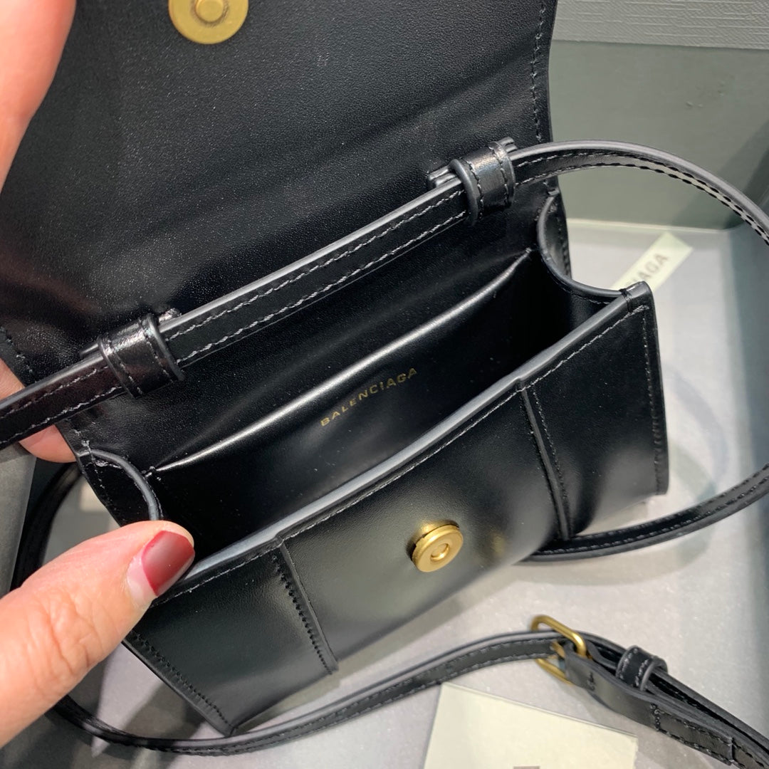 Top Quality Hourglass Mini Handbag In Black, For Women,  Bags 4.7in/12cm