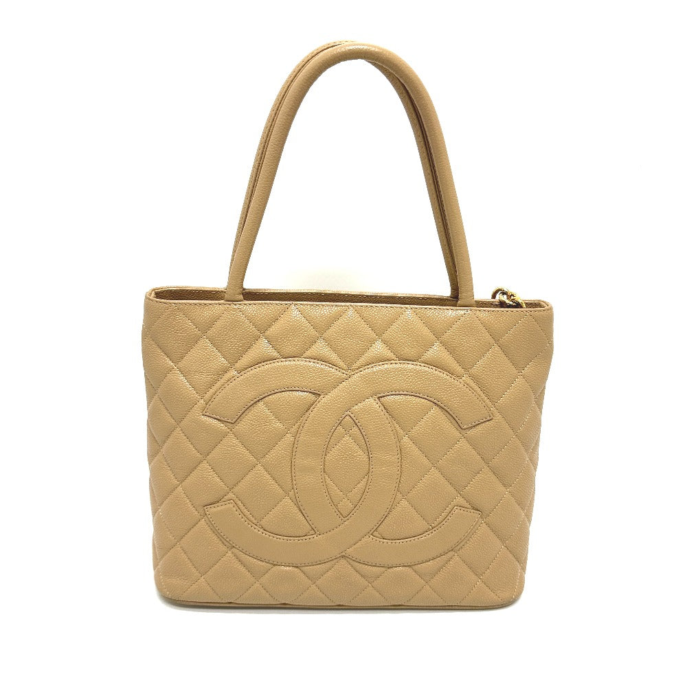 CHANEL Tote Bag A01804 Caviar skin beige CC COCO Mark   Tote
