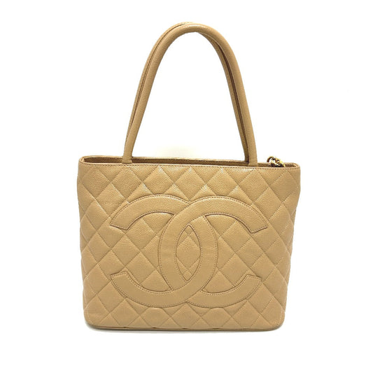 CHANEL Tote Bag A01804 Caviar skin beige CC COCO Mark   Tote