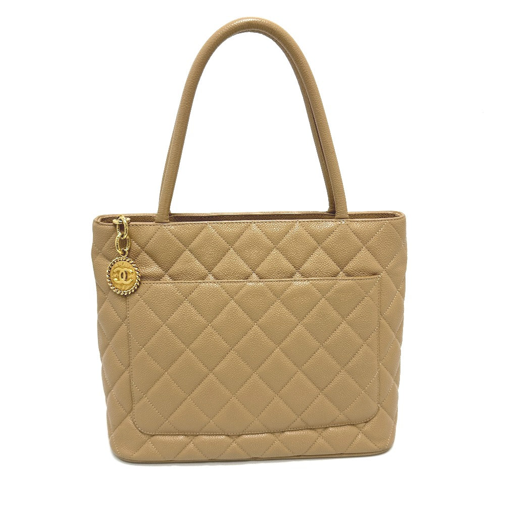CHANEL Tote Bag A01804 Caviar skin beige CC COCO Mark   Tote