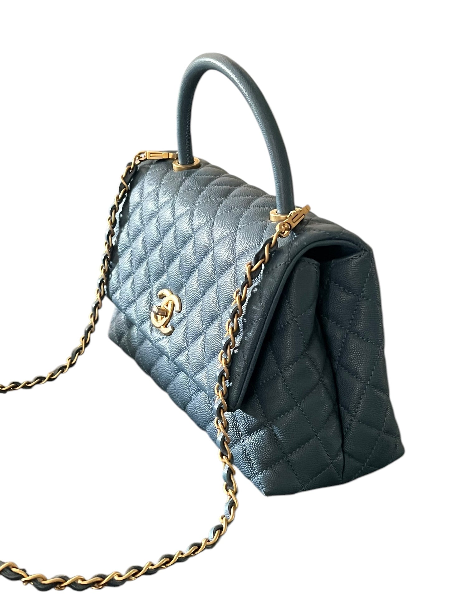 Chanel - sac coco handle bleu jean