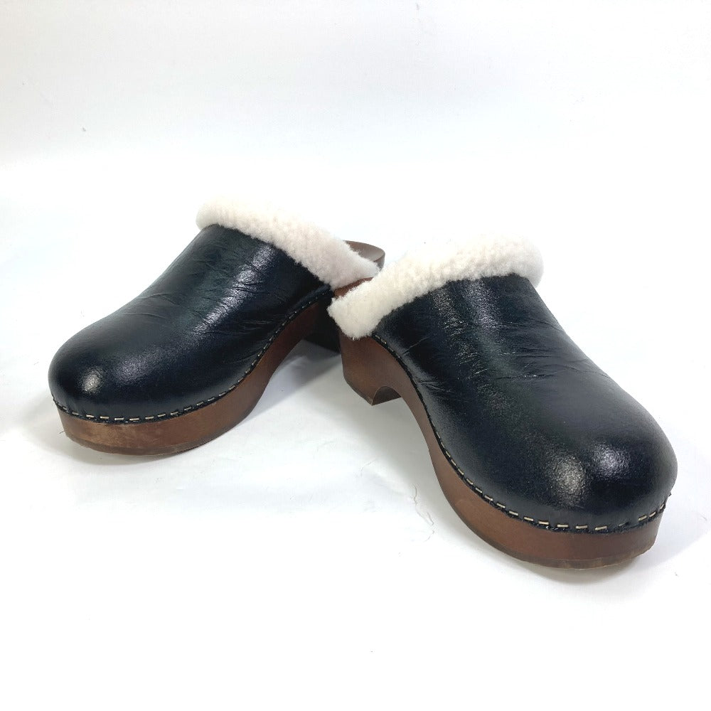 CHANEL Sandals âf32594 leather black 23N Mouton clogs CC COCO Mark Women 38