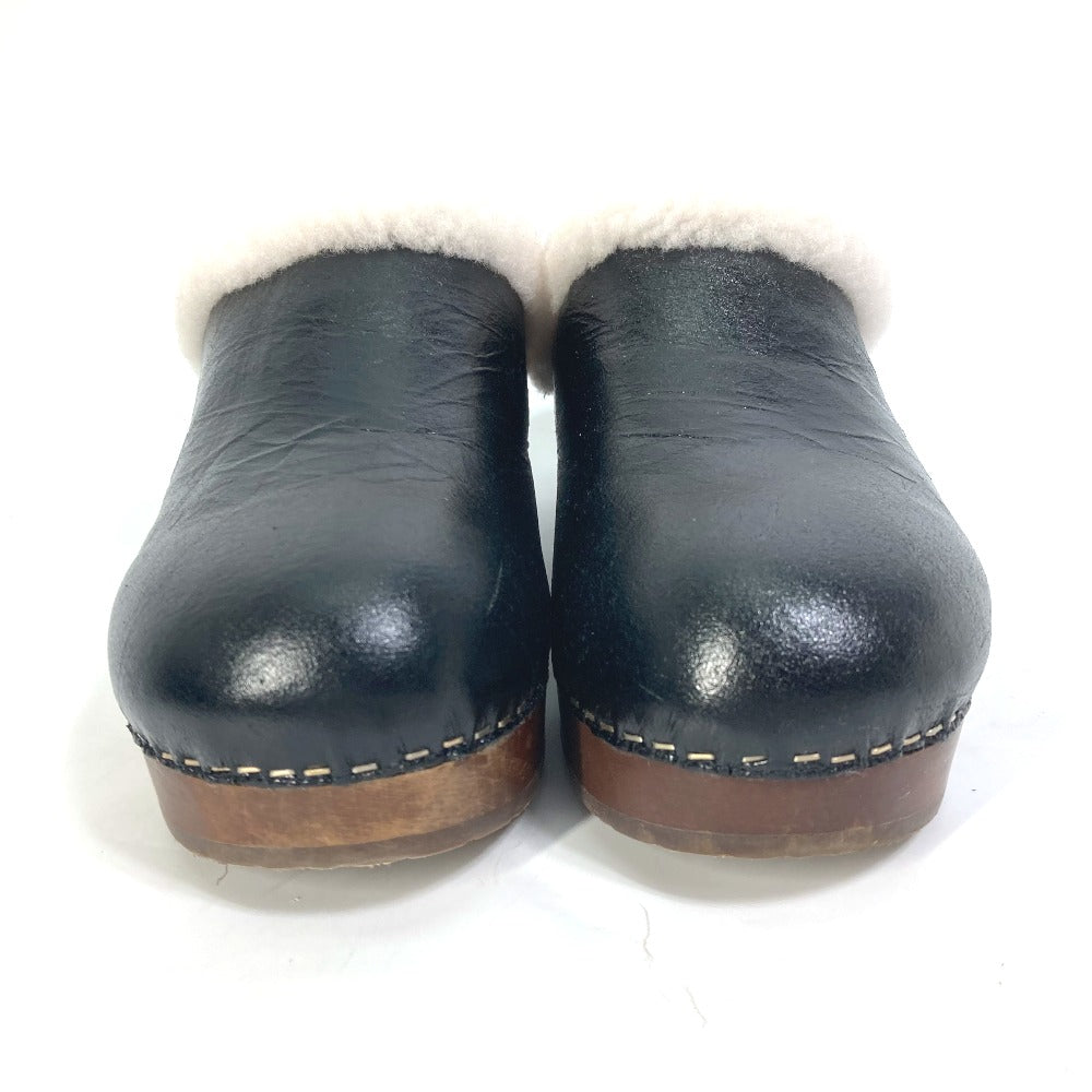 CHANEL Sandals âf32594 leather black 23N Mouton clogs CC COCO Mark Women 38