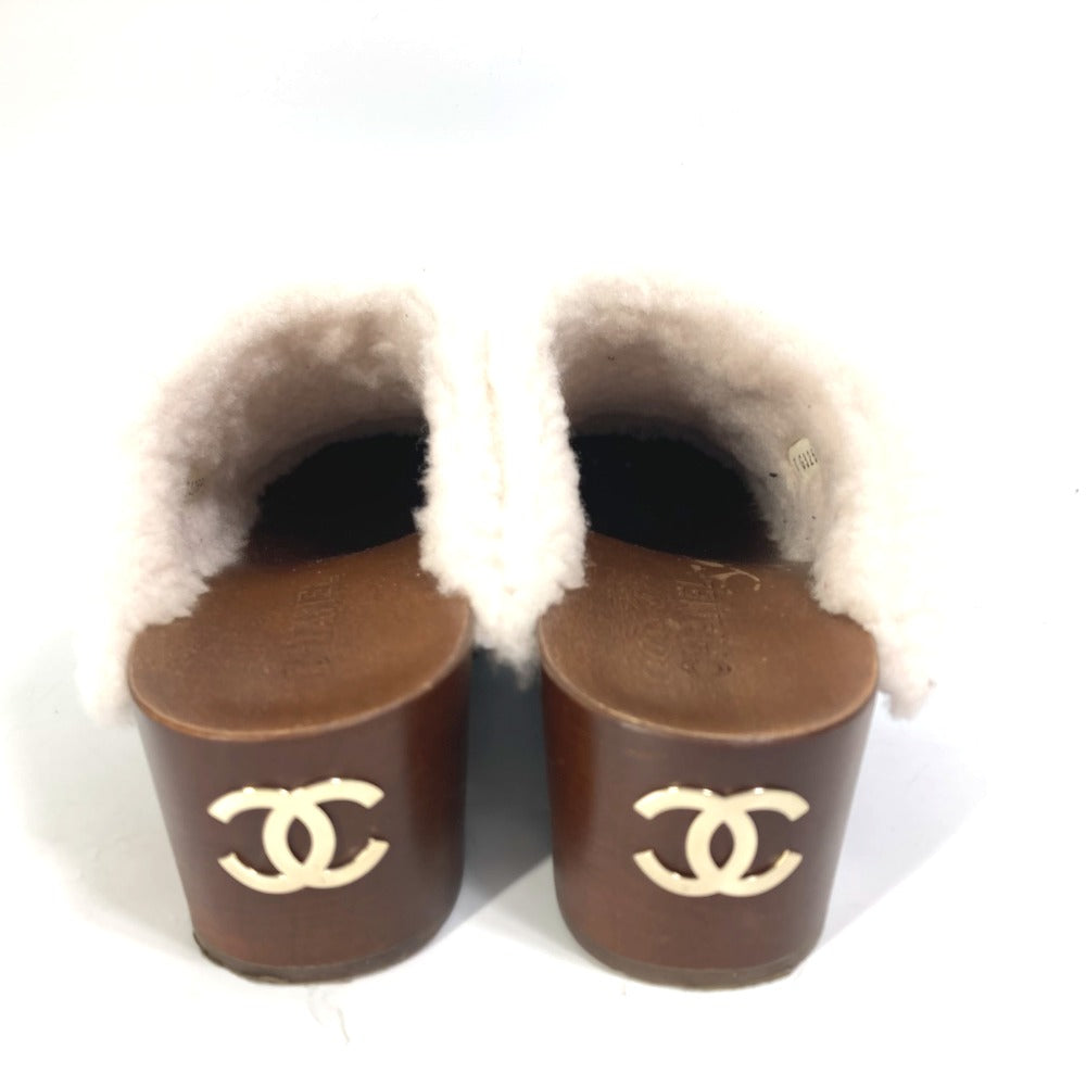 CHANEL Sandals âf32594 leather black 23N Mouton clogs CC COCO Mark Women 38
