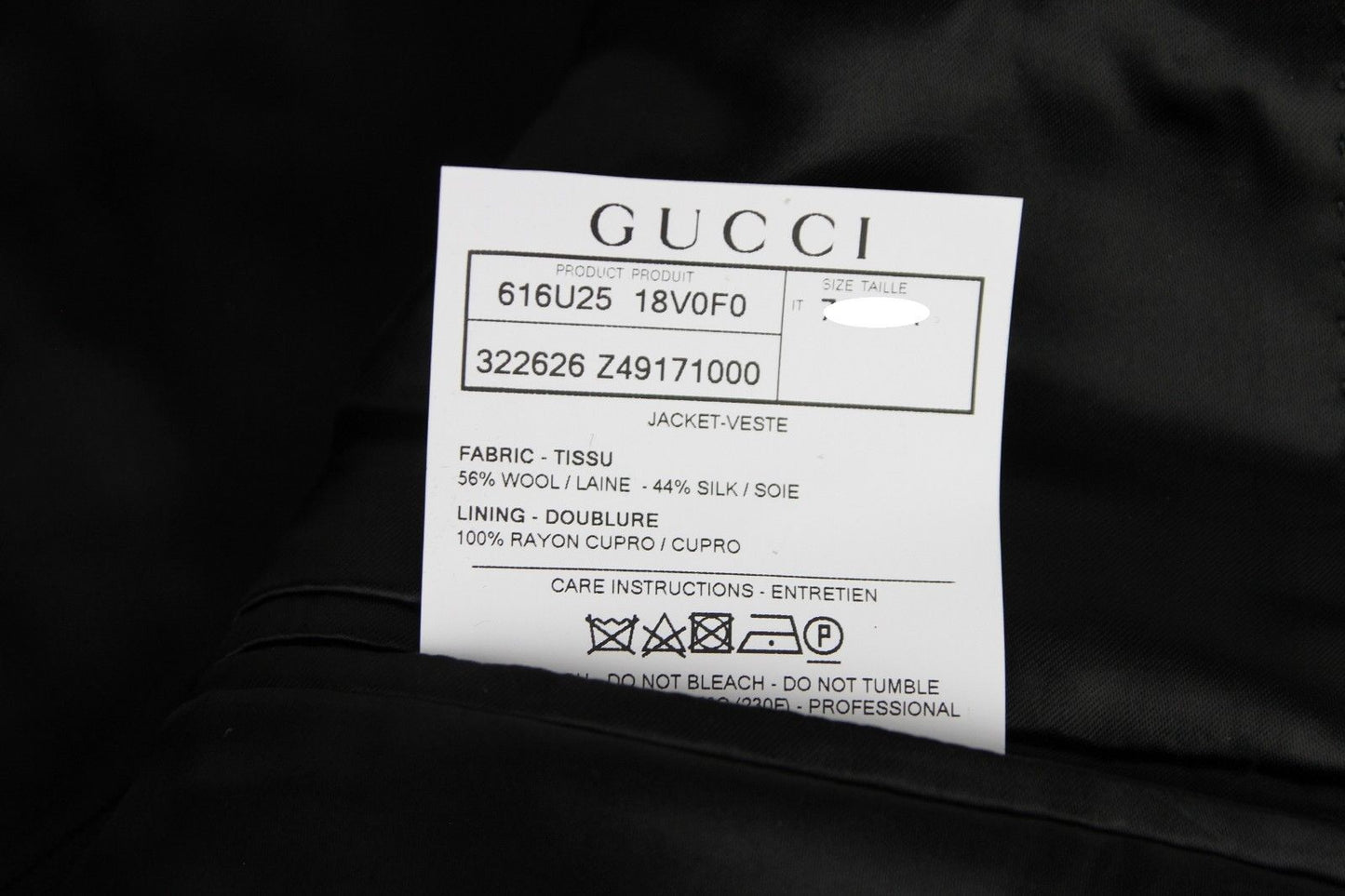 Gucci Men's Emerald Jacquard Dylan 60 Black Wool Silk 2 Buttons Jacket