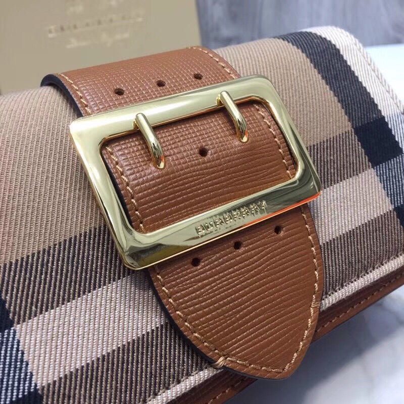 Top Quality The Small Buckle Bag In Ho Check Brown For Women, Bags 7.5in/19cm