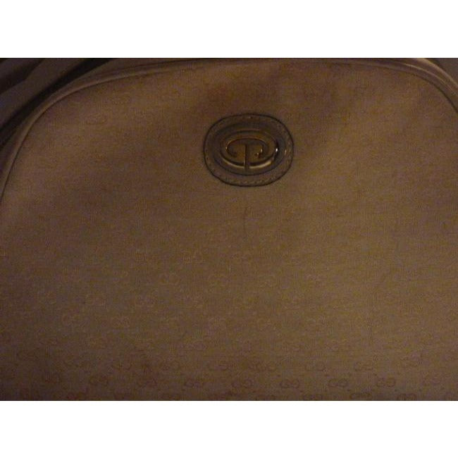 Gucci   Ivory Canvas With Small G Logo And Stone Leather Shoulder Bag