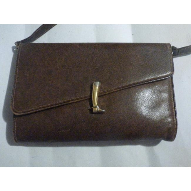 Gucci   Brown Leather With Bold Gold Boot Clasp Shoulder Bag