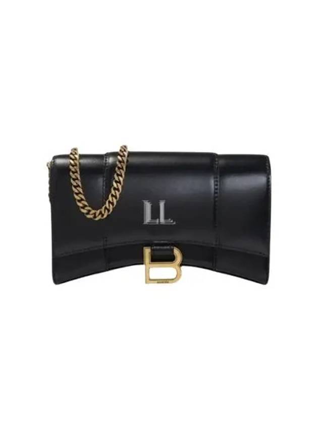 Luxury Balenciaga Trending 2025 Hourglass Chain Mini Calfskin Cross Bag Black