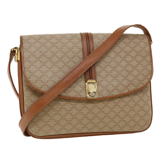 Luxury CELINE Macadam Canvas Shoulder Bag Beige  32455