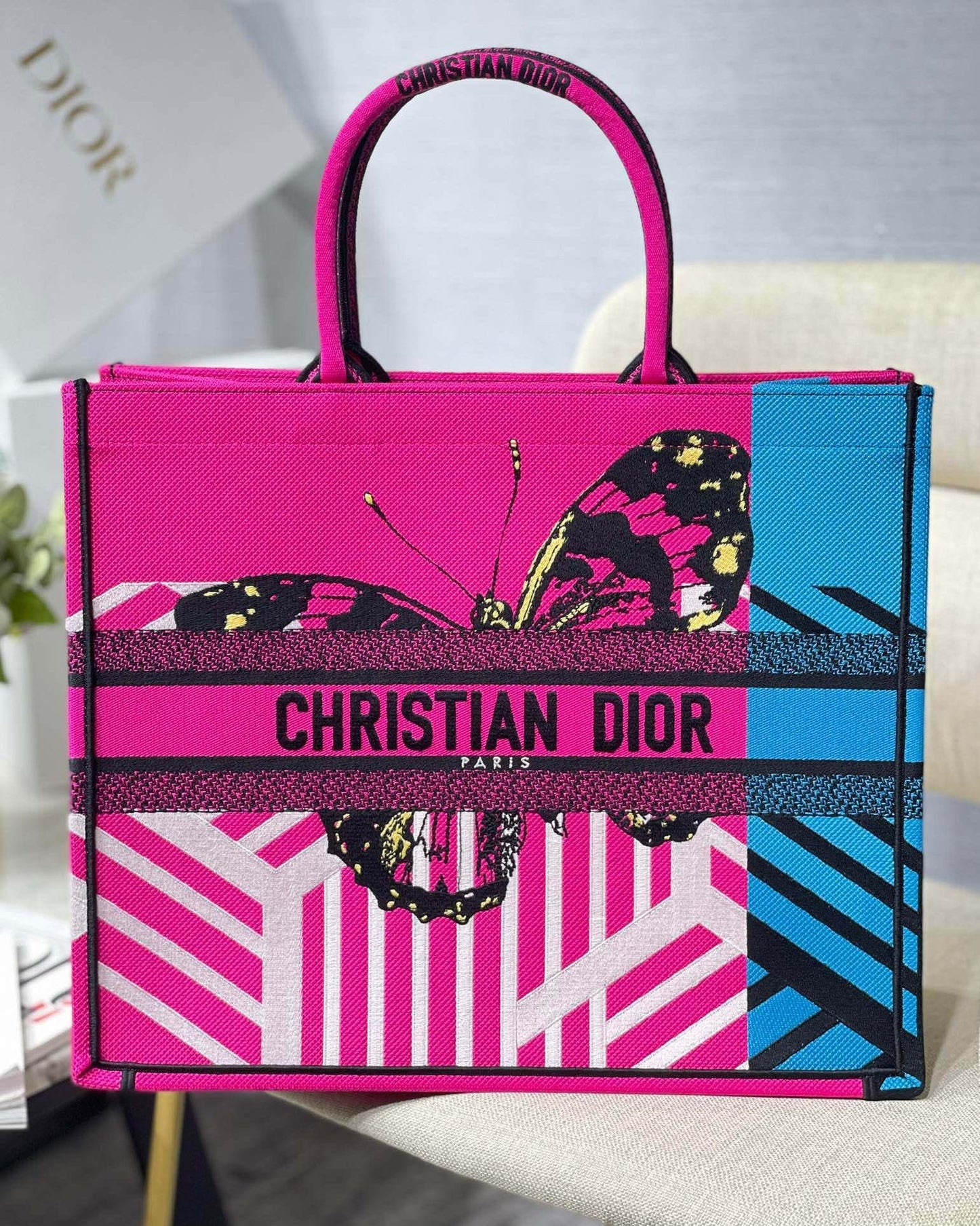 Top Quality Large Book Tote Pink And Blue, For Women, Womens Handbags 16.5in/42cm CD