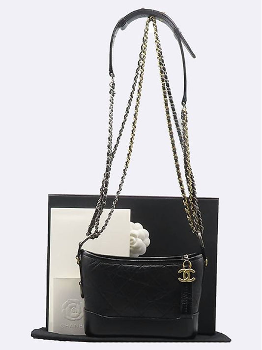 Chanel A91810 Black Color COCO Gold Plated   Calfskin Gabrielle Hobo Small Chain Shoulder and Crossbody Bag Chanel
