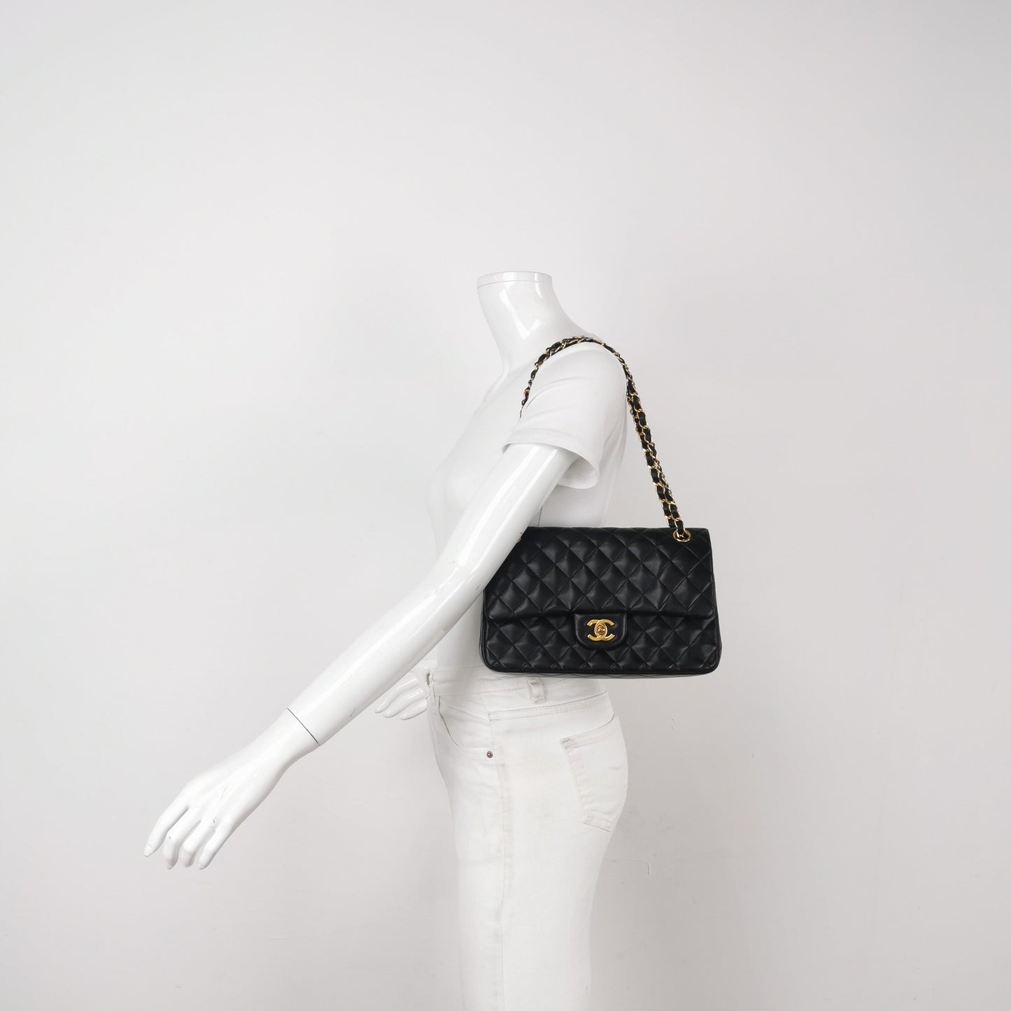 Chanel Classic Flap   Medium Black Lambskin Leather with 24k Gold HW, 1991-1994