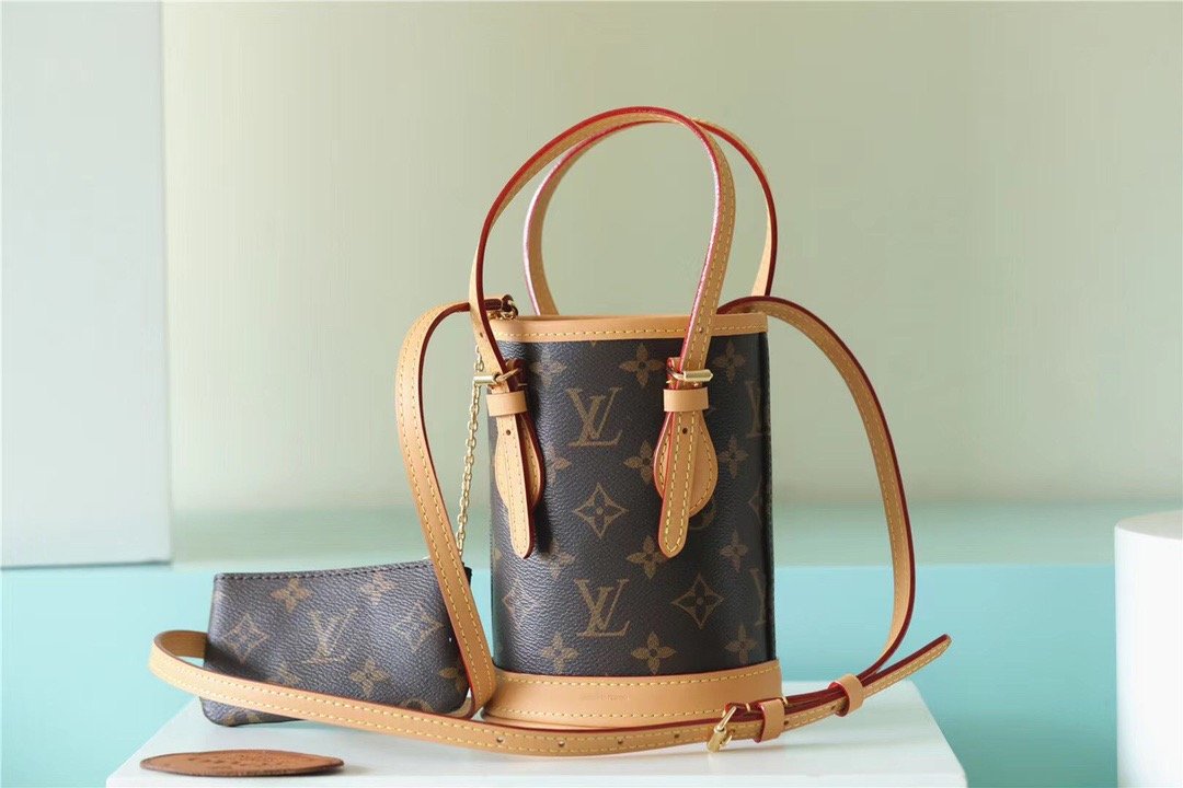Top Quality Nano Bucket Bag Monogram Canvas Brown For Women Brown 6.7in/17cm Top Quality 