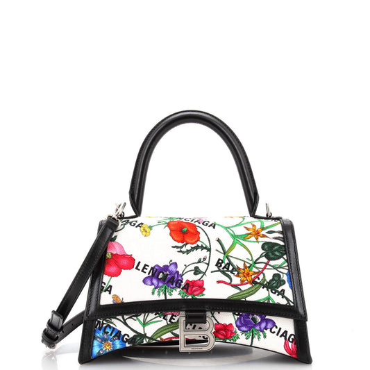 Gucci x Luxury Balenciaga Trending 2025 The Hacker Project Hourglass Top Handle Bag Flora Canvas Small