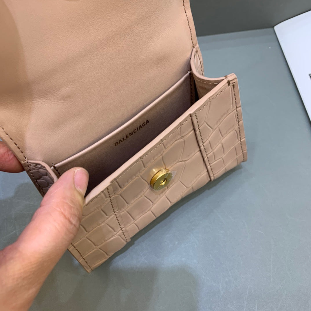Top Quality Hourglass Mini Handbag With Chain In Beige, For Women,  Bags 4.7in/12cm