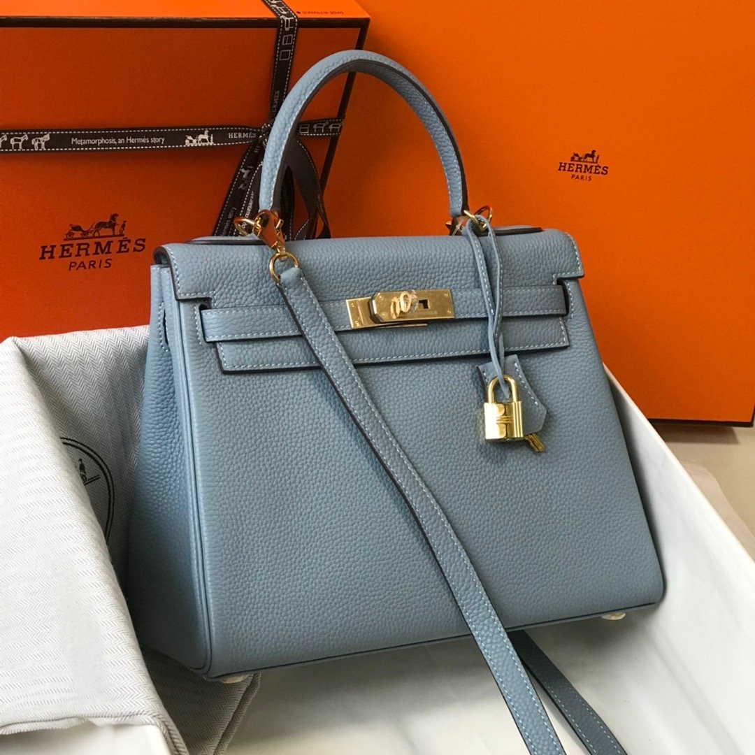 Top Quality Kelly 28 Togo Blue Atoll Bag For Women, Handbags, Shoulder Bags 11in/28cm