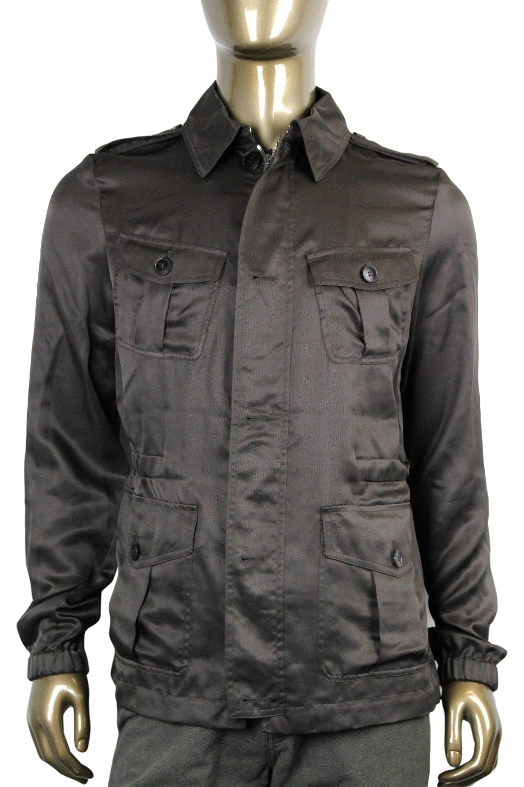 Gucci Men's Windbreak Blo  Brown Silk Jacket