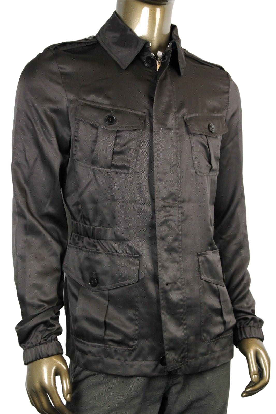 Gucci Men's Windbreak Blo  Brown Silk Jacket