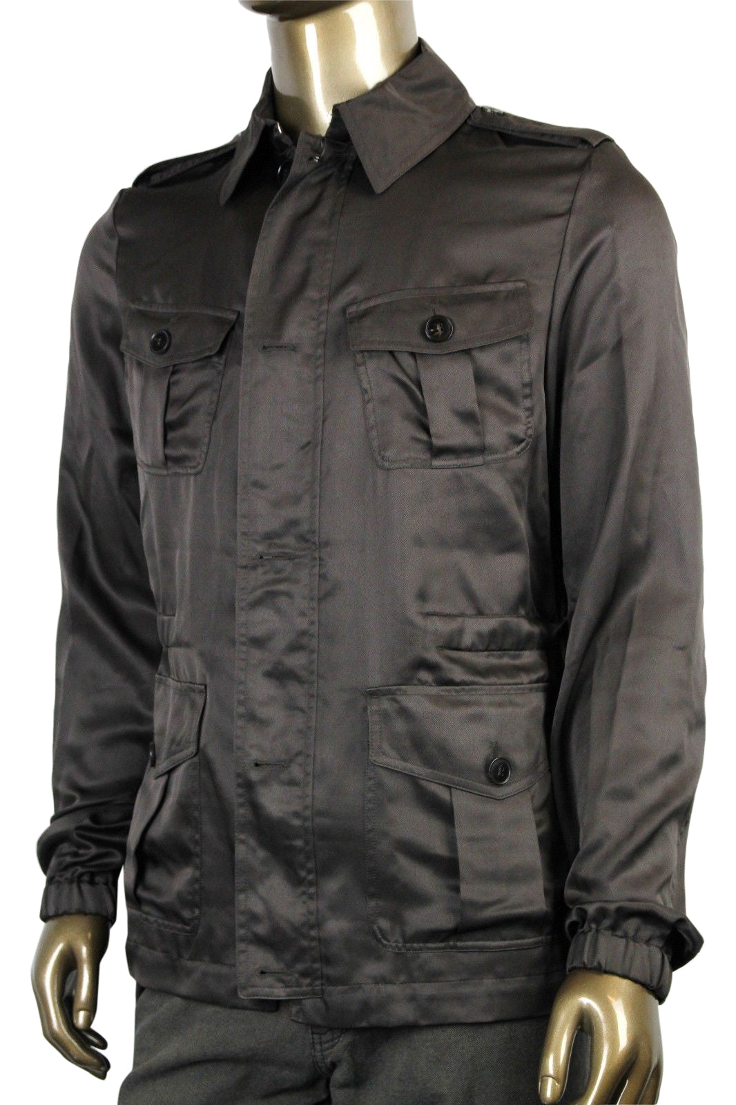 Gucci Men's Windbreak Blo  Brown Silk Jacket