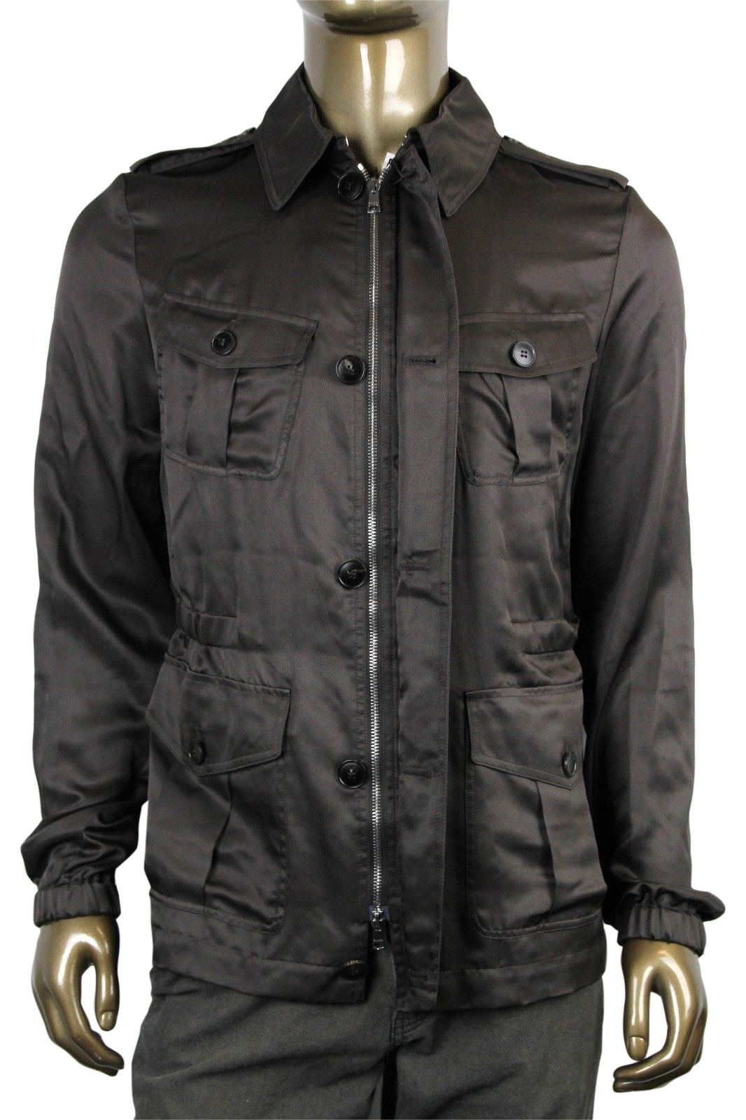 Gucci Men's Windbreak Blo  Brown Silk Jacket