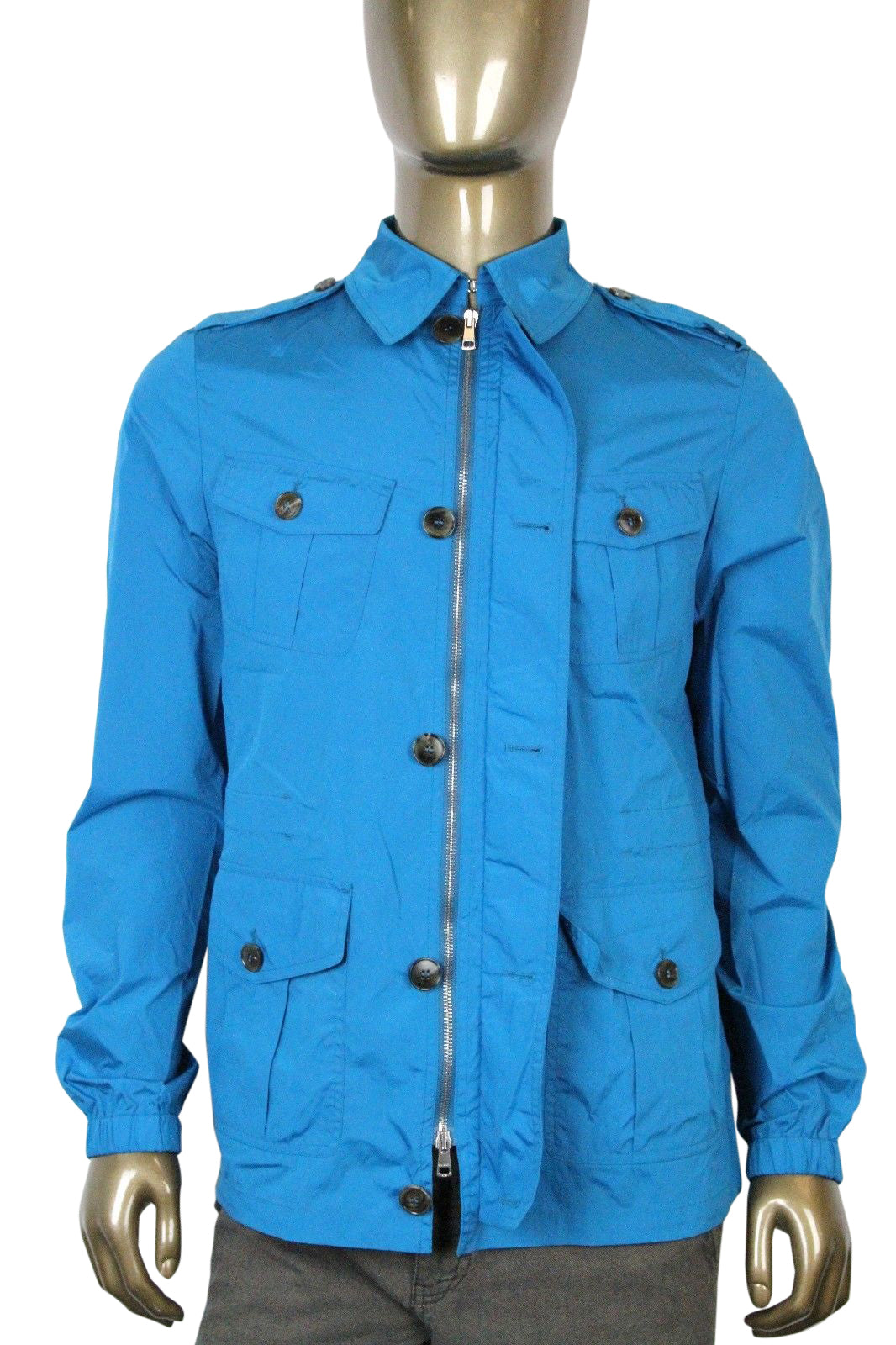 Gucci Men's Stretch Windbreak Turquoise Polyamide Elastane Blo  Jacket