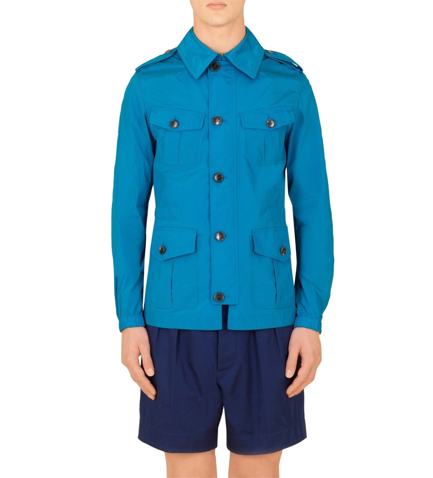 Gucci Men's Stretch Windbreak Turquoise Polyamide Elastane Blo  Jacket