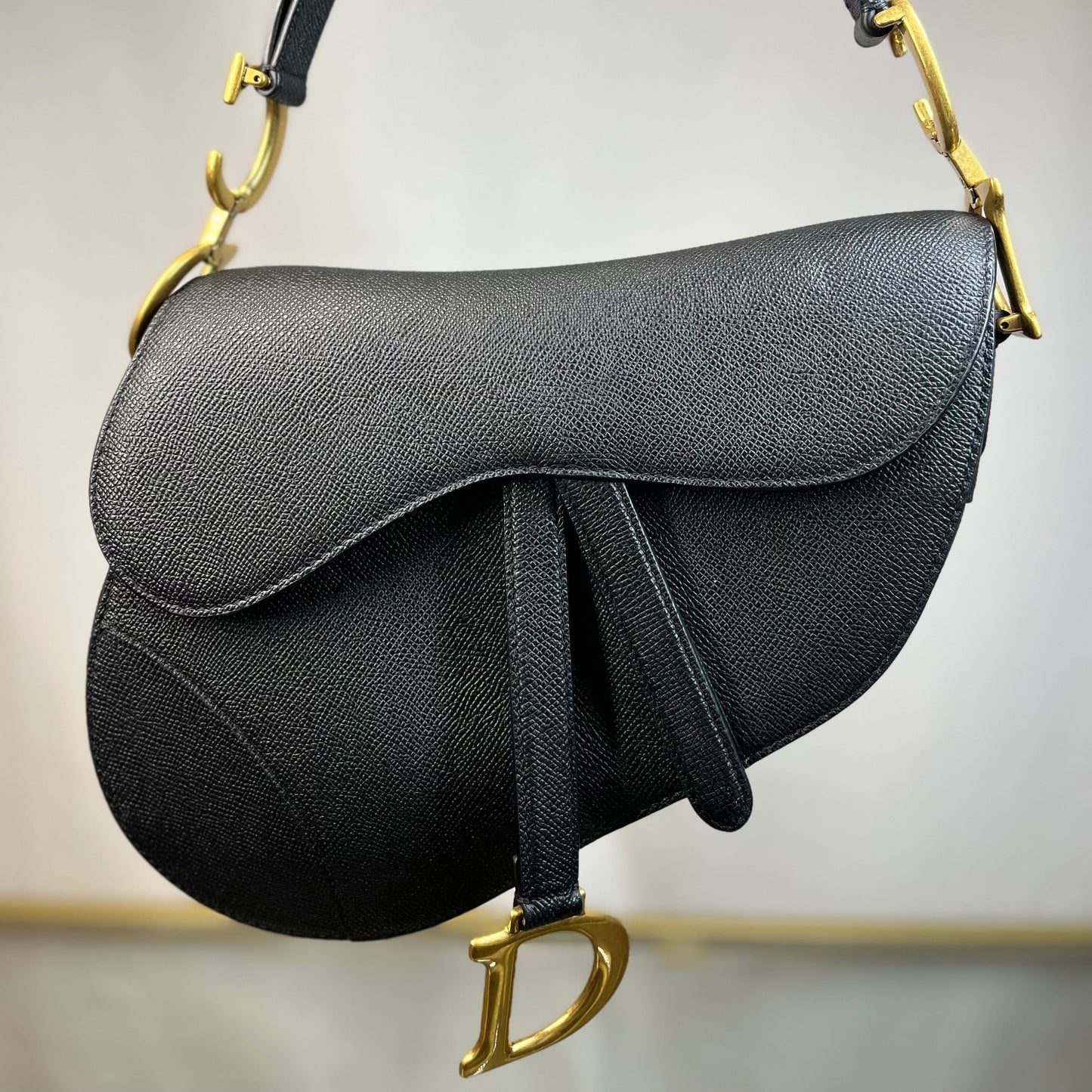 Dior Leather Saddle Bag Black
