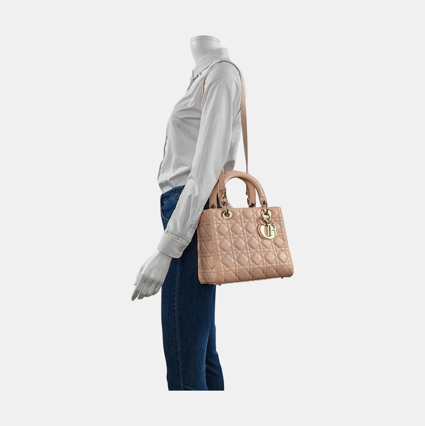 Lady Dior Medium Light Pink Lambskin Leather Gold Hardware